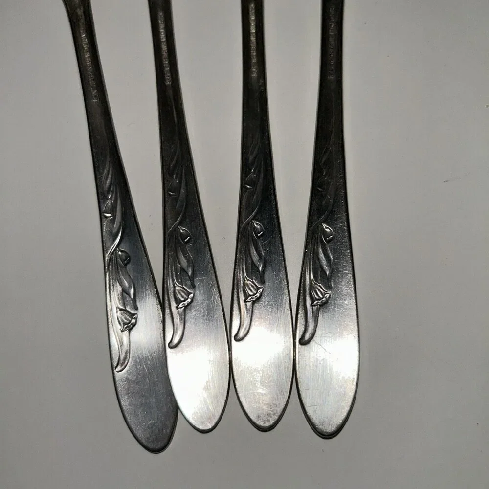 Vtg Carlton Fork Set Silver Plate 4 FLAWED Heavy scratched ,tarnished Unpolished